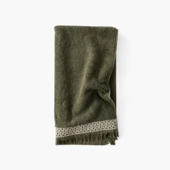 Carré Blanc Serviette de toilette coton Villasol vert kaki| Serviettes De Toilette