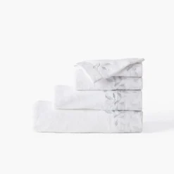 Carré Blanc Serviette de toilette coton et viscose de bambou Equinoxe neige| Serviettes De Toilette