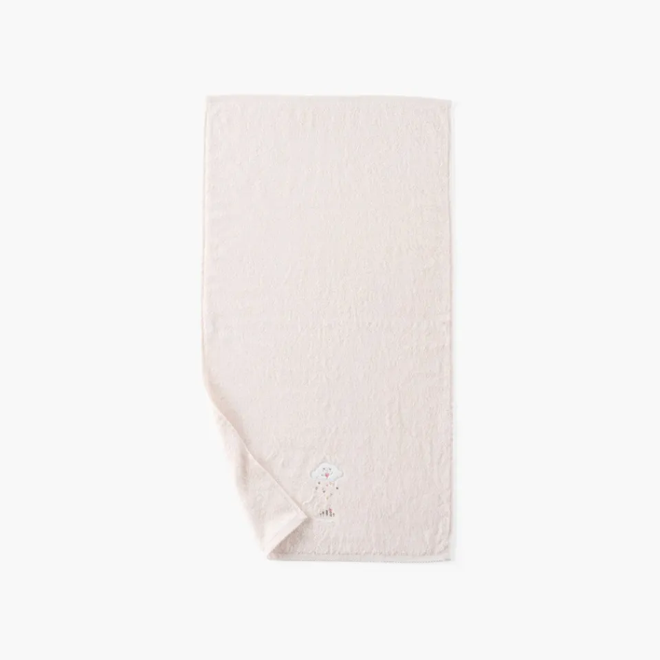 Carré Blanc Serviette de toilette coton bio Bienvenue nude|Enfant Serviettes De Toilette