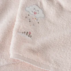 Carré Blanc Serviette de toilette coton bio Bienvenue nude|Enfant Serviettes De Toilette
