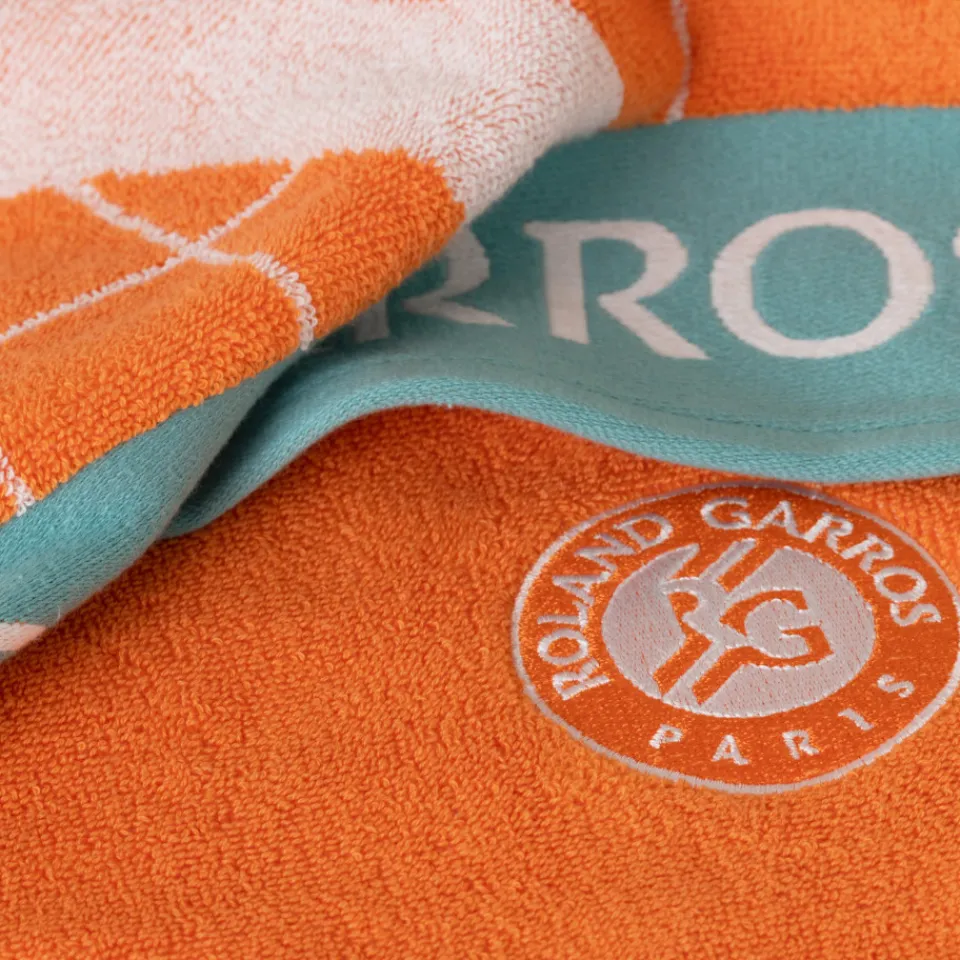 Carré Blanc Serviette de toilette joueur•se coton bio Roland-Garros 2023 terre battue| Serviettes De Toilette