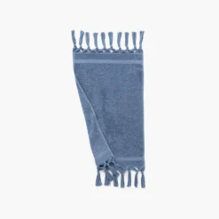 Carré Blanc Serviette invité bouclette de coton Madeleine indigo| Serviettes Invité