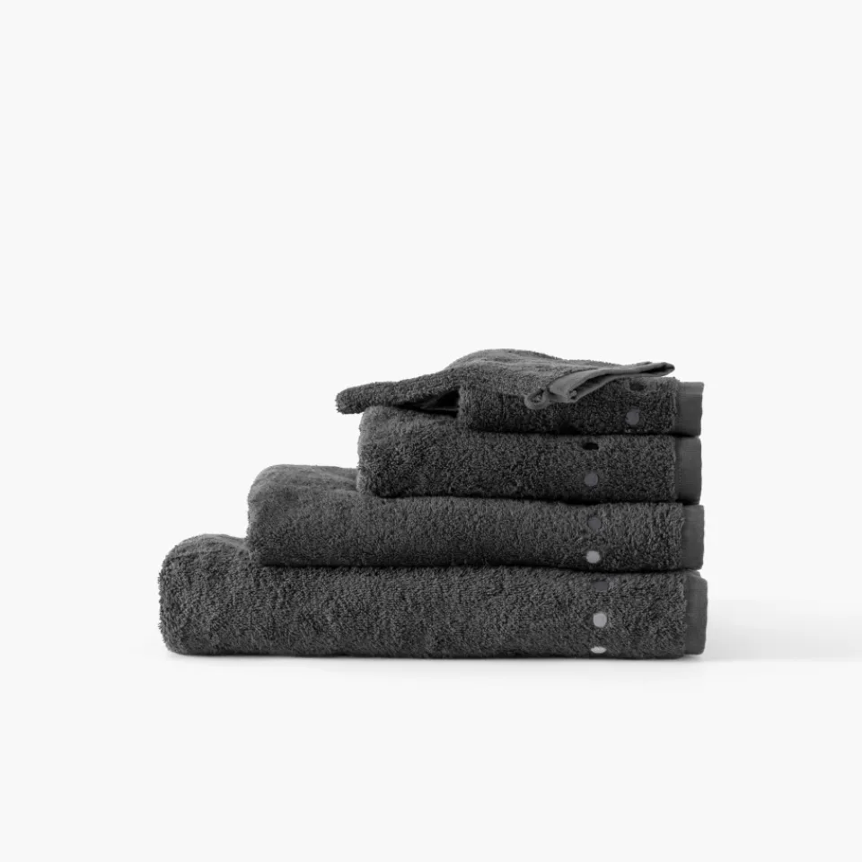 Carré Blanc Serviette invité coton Dotsy charbon|Homme Coffrets Cadeaux|Serviettes Invité