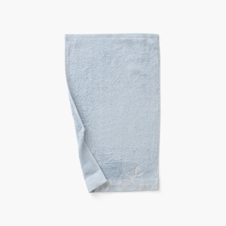 Carré Blanc Serviette invité coton et viscose de bambou Equinoxe bleu givre| Serviettes Invité