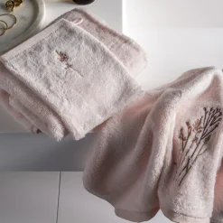 Carré Blanc Serviette invité coton et viscose de bambou Aura nude| Serviettes Invité
