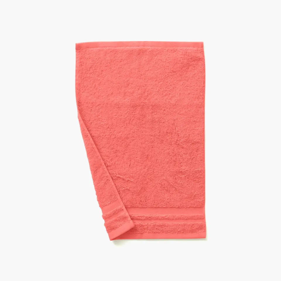 Carré Blanc Serviette invité coton Lola II corail| Serviettes Invité
