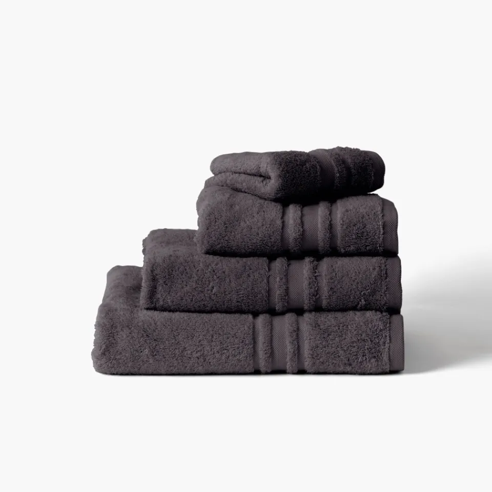 Carré Blanc Serviette invité coton Lola II anthracite| Serviettes Invité