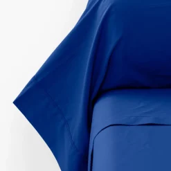Carré Blanc Taie de traversin percale de coton Neo outremer| Taies De Traversin