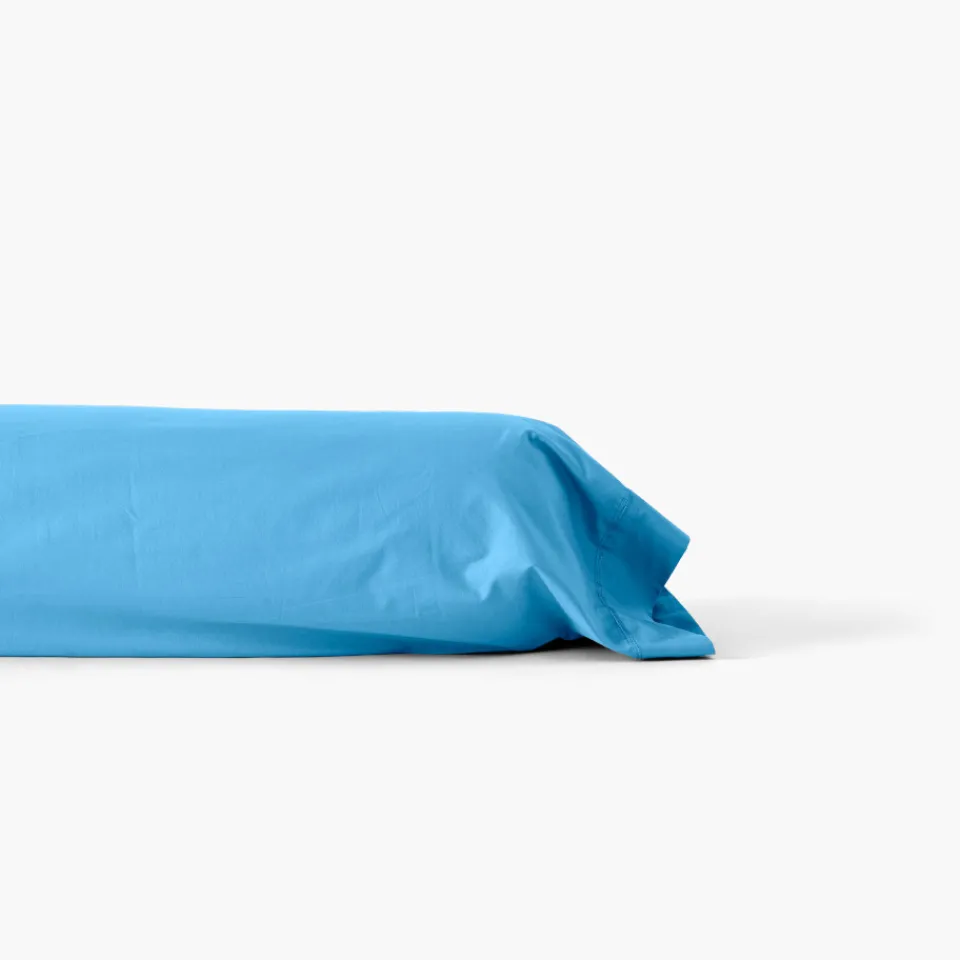 Carré Blanc Taie de traversin percale de coton Neo azur| Taies De Traversin