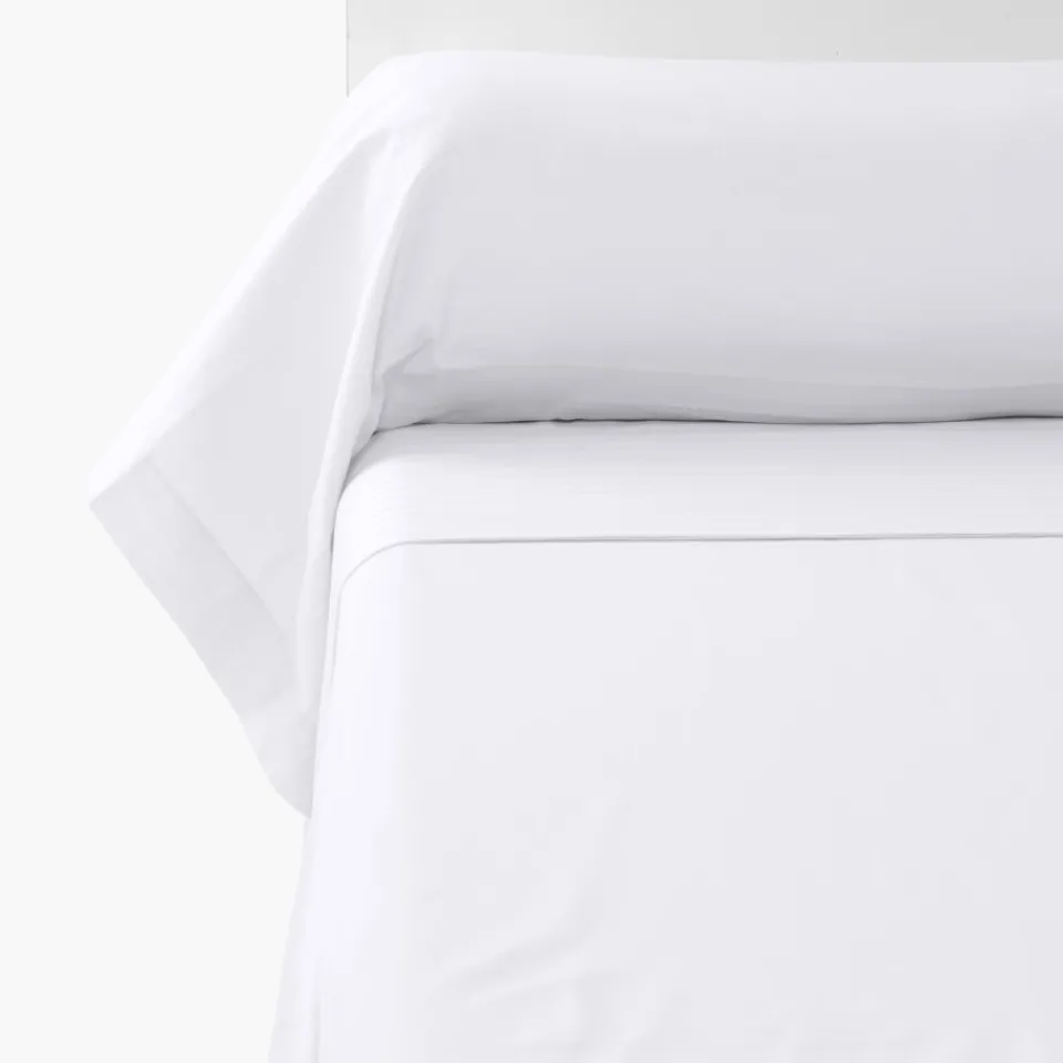 Carré Blanc Taie de traversin satin de coton unie Prestige blanc| Taies De Traversin