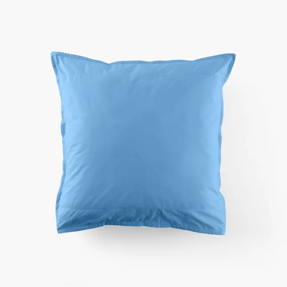 Carré Blanc Taie d'oreiller carrée coton Neo azur| Taies D’oreiller
