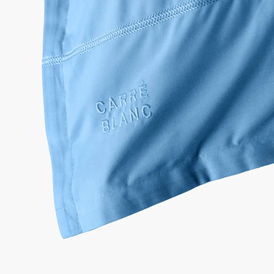 Carré Blanc Taie d'oreiller carrée coton Neo azur| Taies D’oreiller