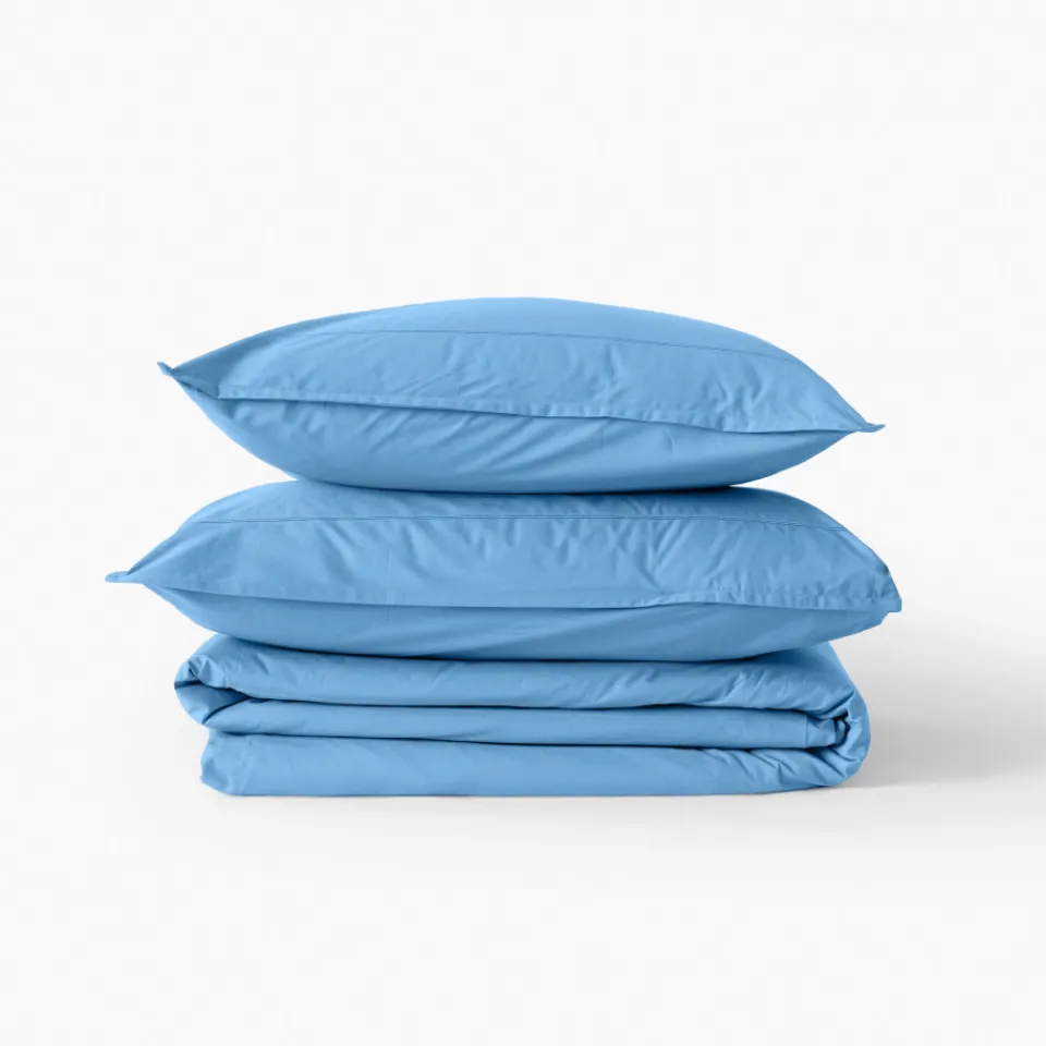 Carré Blanc Taie d'oreiller carrée coton Neo azur| Taies D’oreiller