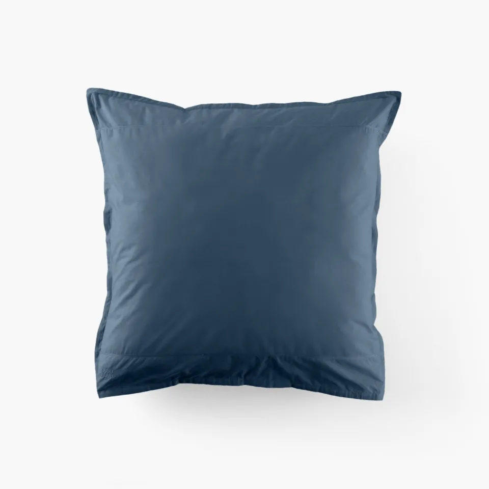 Carré Blanc Taie d'oreiller carrée coton Neo Bleu prusse| Taies D’oreiller