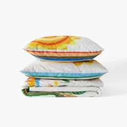 Carré Blanc Taie d'oreiller carrée coton bio Pinata|Enfant Linge De Litbio|Taies D'oreiller