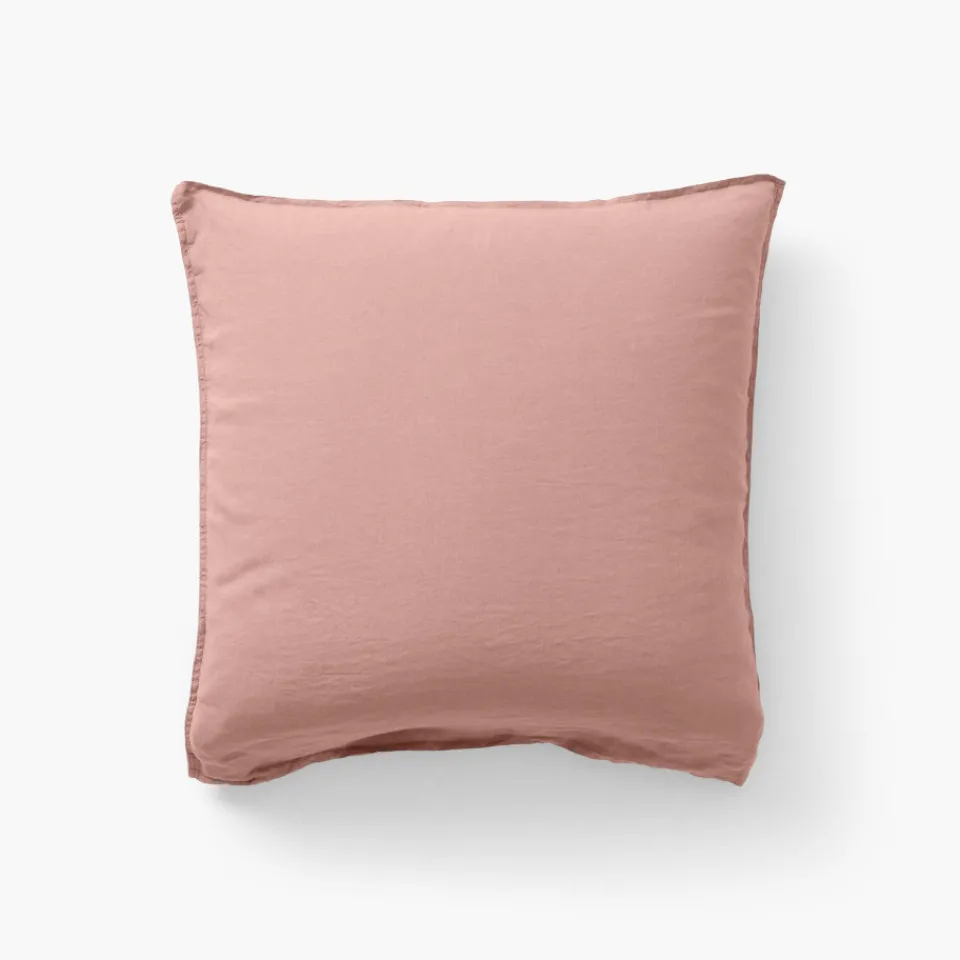 Carré Blanc Taie d'oreiller carrée lin lavé Songe rose cendré|Enfant Taies D'oreiller|Taies D’oreiller
