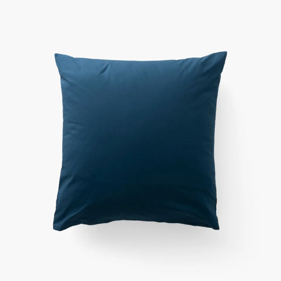 Carré Blanc Taie d'oreiller carrée percale de coton Neo bleu prusse floral| Taies D’oreiller