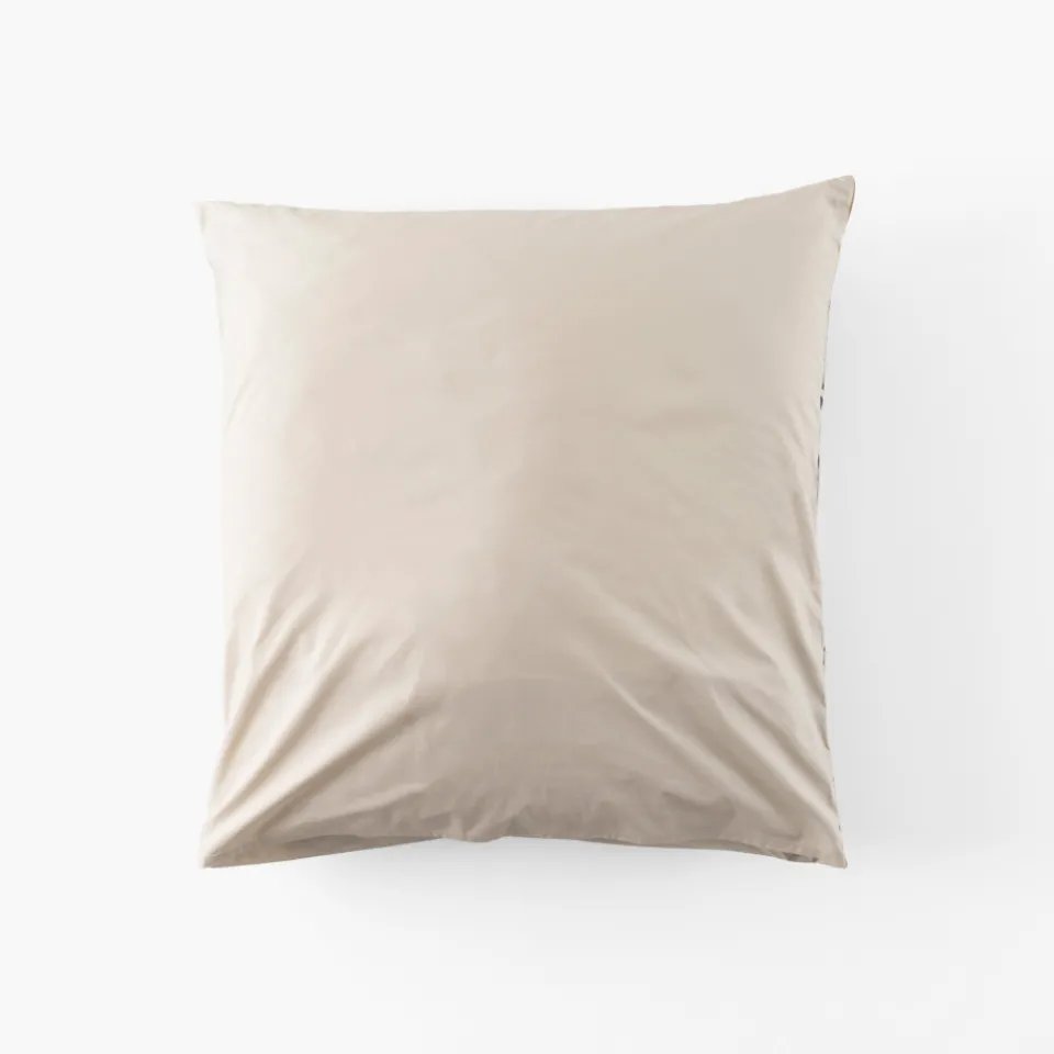 Carré Blanc Taie d'oreiller carrée percale de coton Neo ficelle floral| Taies D’oreiller