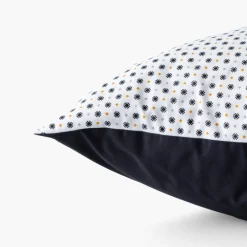 Carré Blanc Taie d'oreiller carrée percale de coton Neo anthracite géométrique| Taies D’oreiller