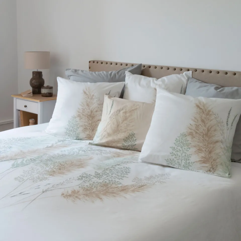 Carré Blanc Taie d'oreiller carrée satin de coton Pampa II| Taies D’oreiller