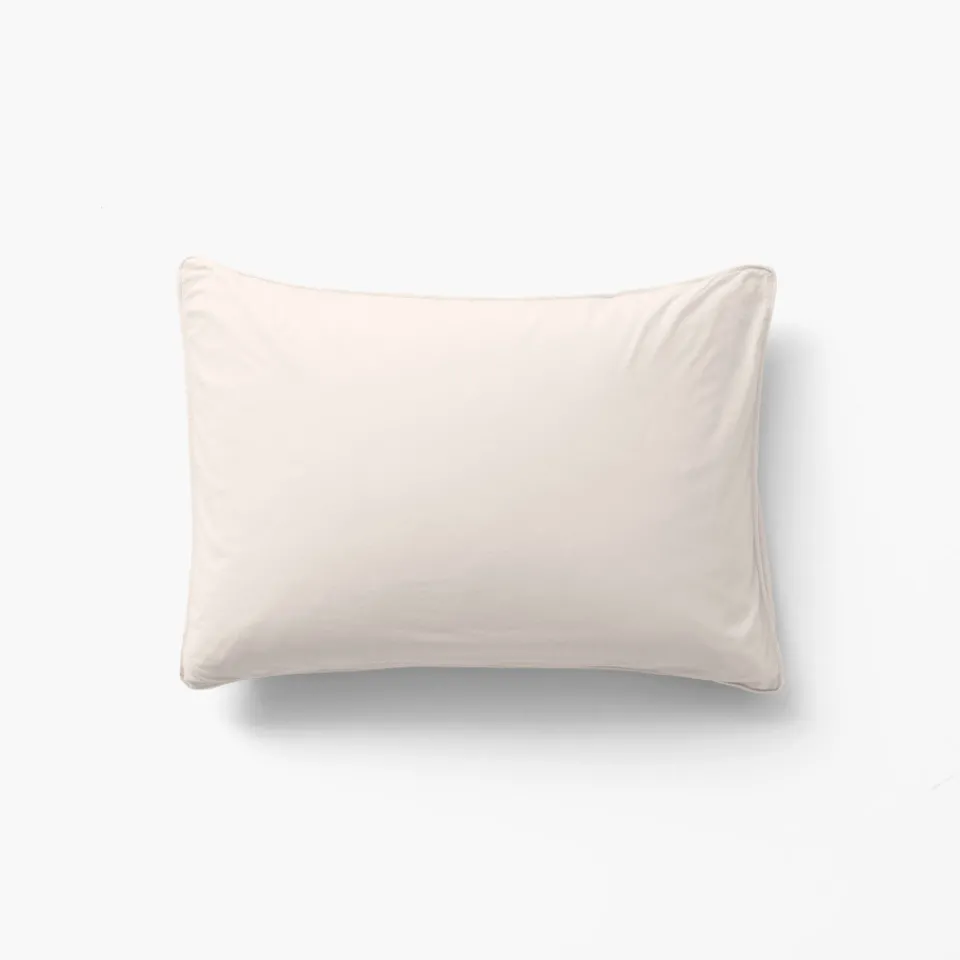 Carré Blanc Taie d'oreiller rectangulaire pur coton lavé biologique Souffle vanille| Taies D’oreiller