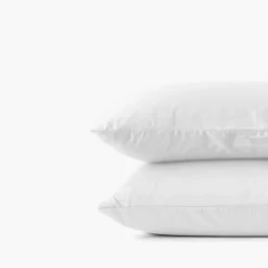 Carré Blanc Taie d'oreiller rectangulaire satin de coton lavé bio Quartz blanc| Taies D’oreiller