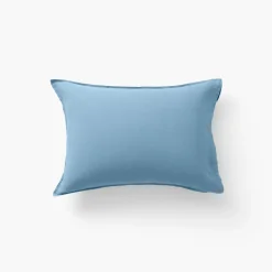 Carré Blanc Taie d'oreiller rectangulaire lin et coton lavé Songe bleu baltique| Taies D’oreiller
