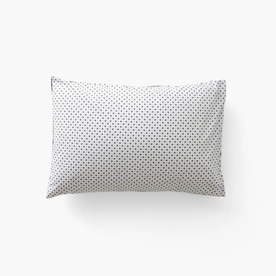 Carré Blanc Taie d'oreiller rectangulaire percale de coton Neo anthracite géometrique| Taies D’oreiller