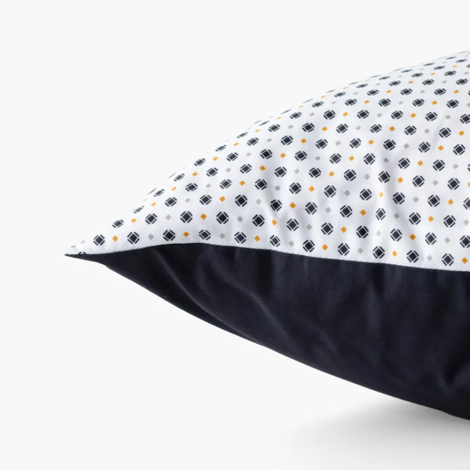 Carré Blanc Taie d'oreiller rectangulaire percale de coton Neo anthracite géometrique| Taies D’oreiller