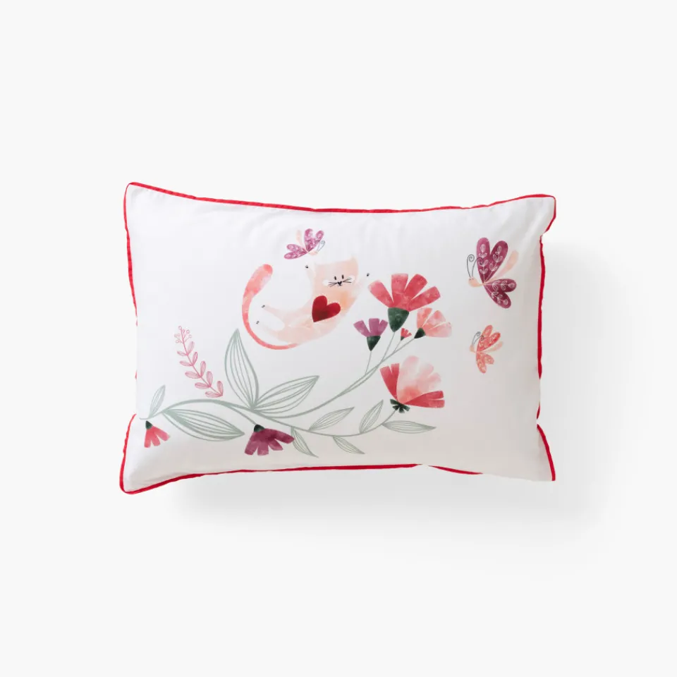 Carré Blanc Taie d'oreiller rectangulaire pur coton bio Mes Rêves|Enfant Linge De Litbio|Taies D'oreiller