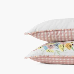 Carré Blanc Taie d'oreiller rectangulaire pur coton bio Rêve d'or|Enfant Linge De Litbio|Taies D'oreiller