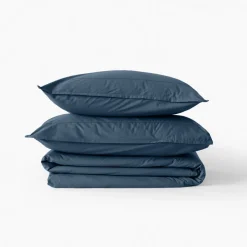 Carré Blanc Taie d'oreiller rectangulaire coton Neo bleu prusse| Taies D’oreiller