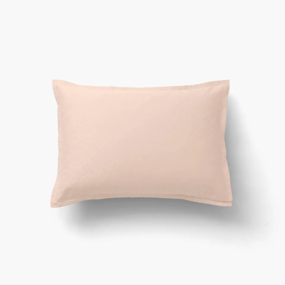 Carré Blanc Taie d'oreiller rectangulaire satin de coton jacquard pois et rayures Prestige nacre| Taies D’oreiller