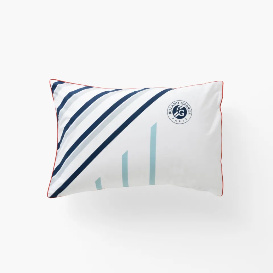 Carré Blanc Taie d'oreiller rectangulaire percale de coton Roland-Garros 2023| Taies D’oreiller