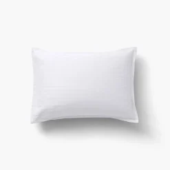 Carré Blanc Taie d'oreiller rectangulaire satin de coton jacquard pois et rayures Prestige blanc| Taies D’oreiller