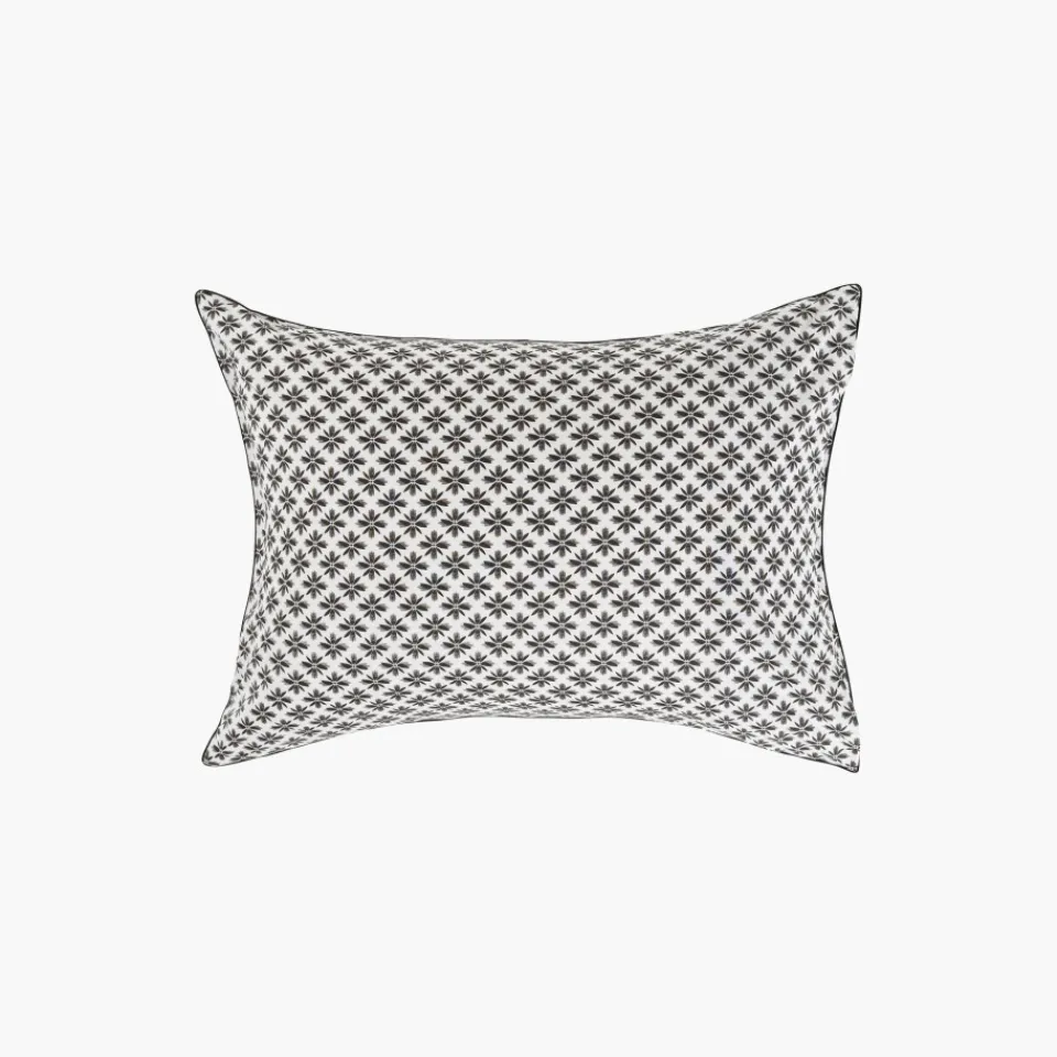 Carré Blanc Taie d'oreiller rectangulaire réversible percale de coton Azulejos| Taies D’oreiller