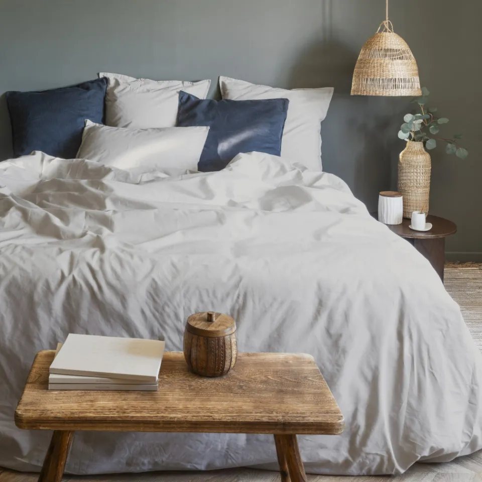 Carré Blanc Taie d'oreiller rectangulaire percale de coton Neo ficelle| Taies D’oreiller
