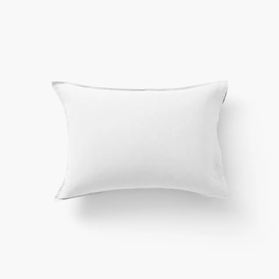 Carré Blanc Taie d'oreiller rectangulaire lin et coton lavé Songe blanc| Taies D’oreiller