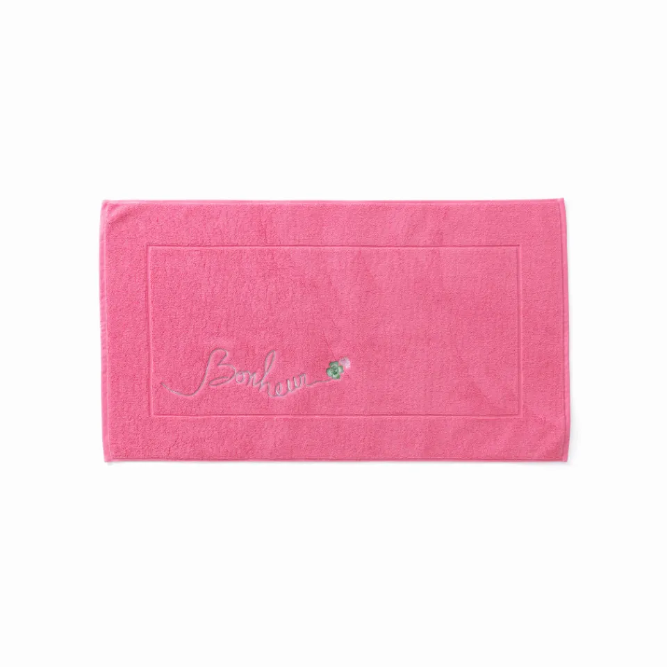 Carré Blanc Tapis de bain bouclette de coton Eloges rose| Tapis De Bain