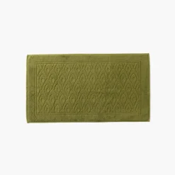 Carré Blanc Tapis de bain coton et viscose de bambou Silvalys vert mousse| Tapis De Bain