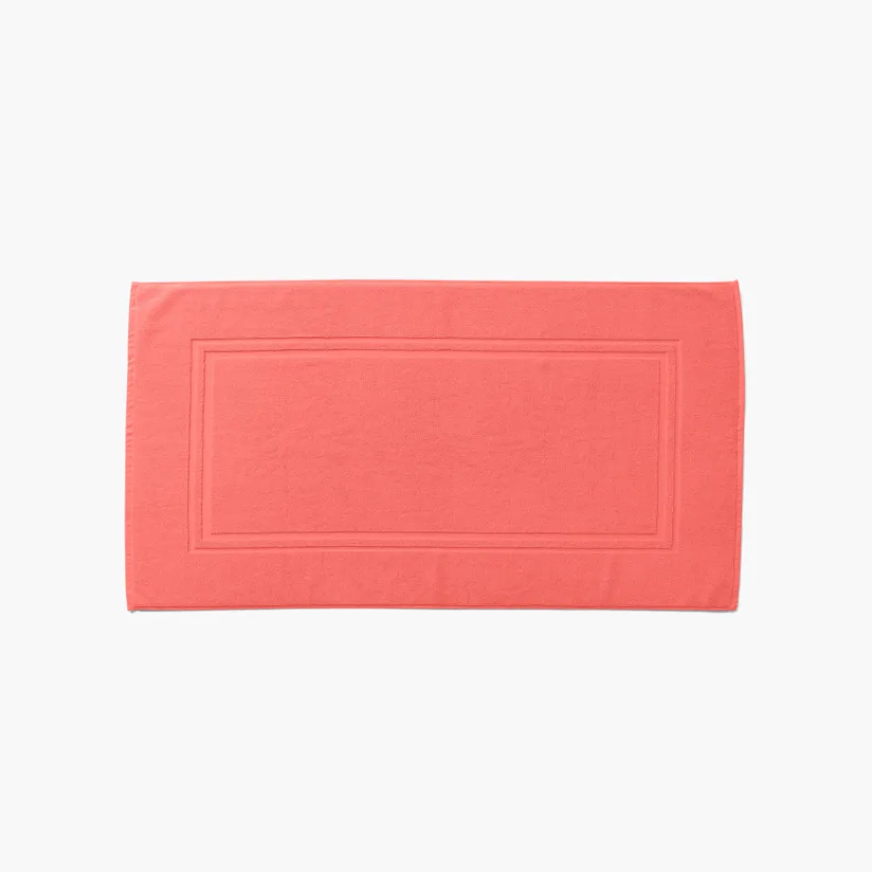 Carré Blanc Tapis de bain coton Lola II corail| Tapis De Bain