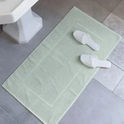 Carré Blanc Tapis de bain coton Pampa II jade| Tapis De Bain