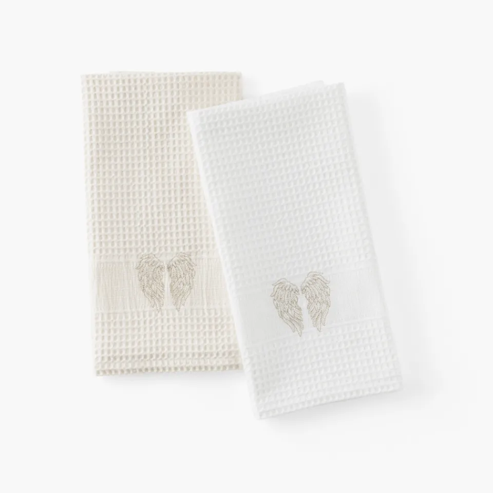 Carré Blanc Torchon de cuisine coton Angel écru|Femme Torchons & Essuie-mains|Coffrets Cadeaux
